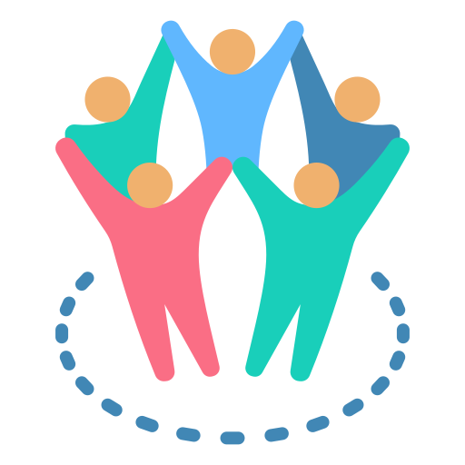 An image of people stood in a circle with raised hands joined together, suggesting cooperation